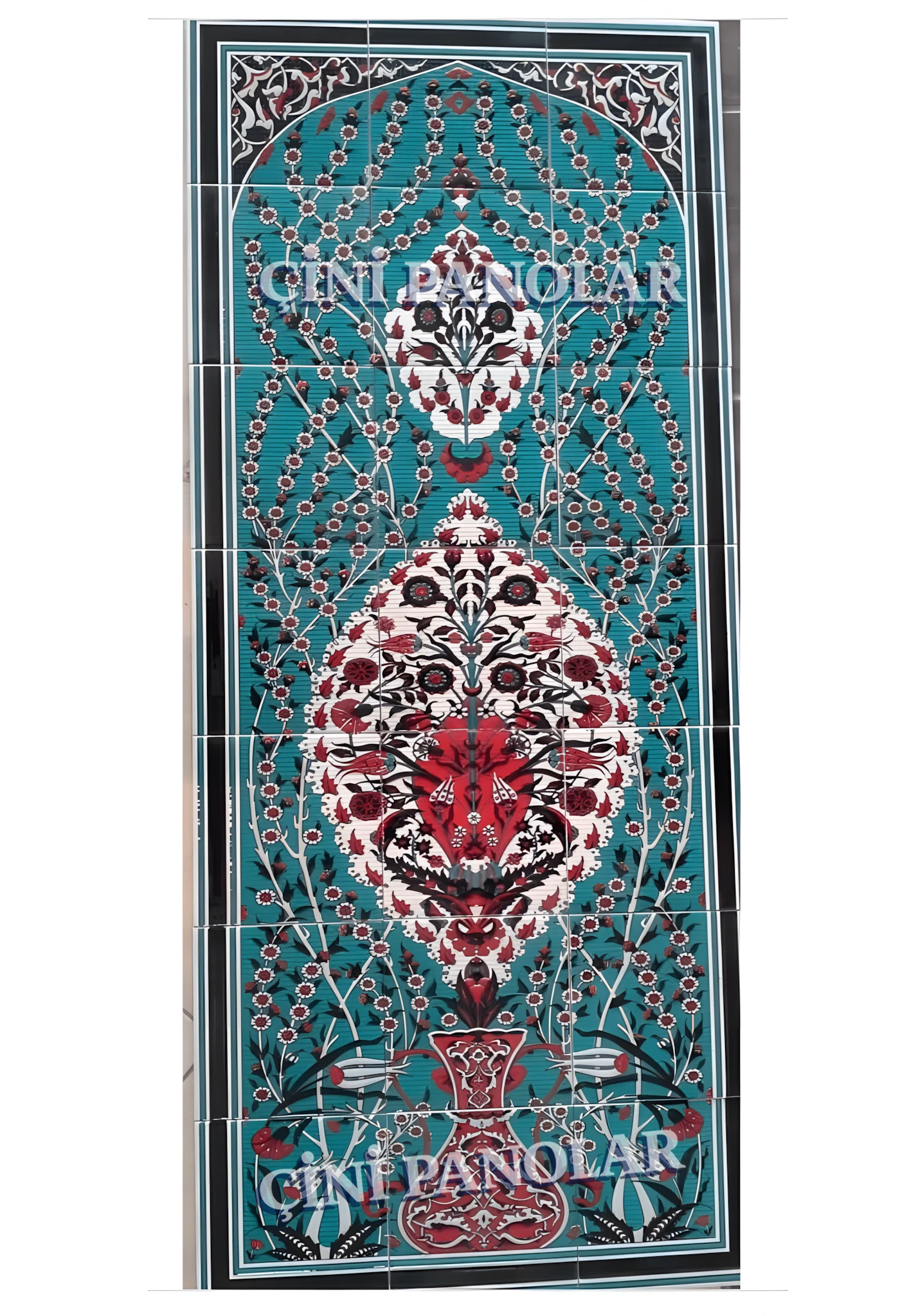 Çini Panolar - 16, Çini Duvar Panosu Mavi Zemin 60x120