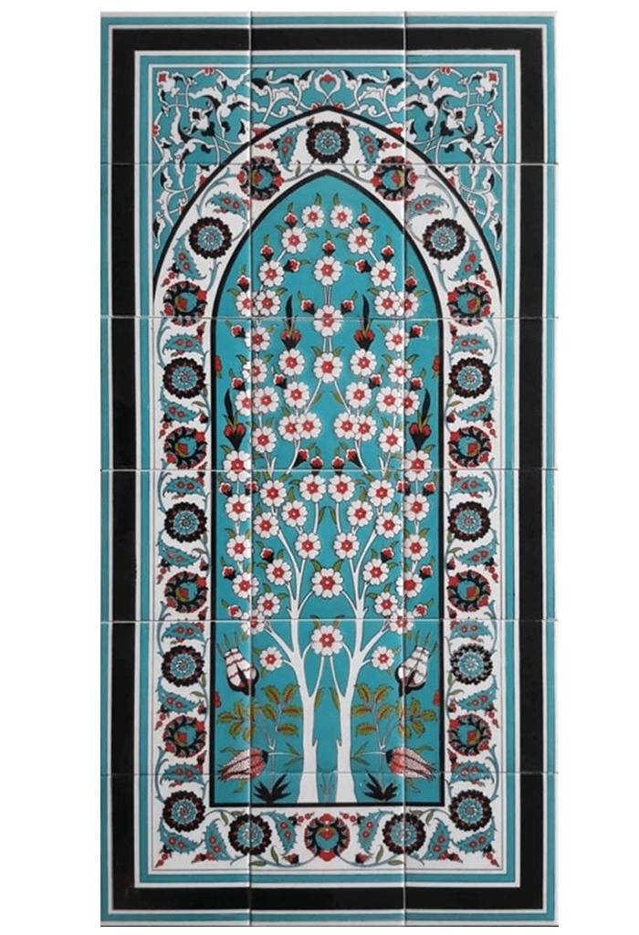 Çini Panolar - 19, 60x120 Çinili Pano Kütahya Hayat Ağacı Çini Pano, Lider Çini