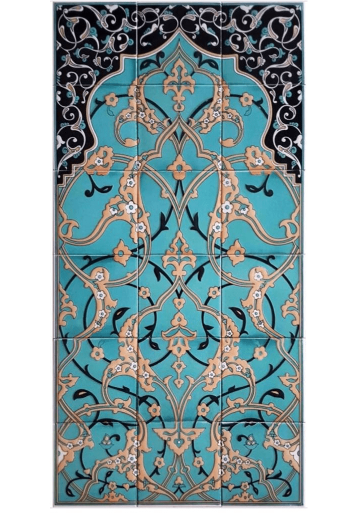 Çini Panolar - 22, 60x120 İznik Çini Desenli Çini Pano, Lider Çini