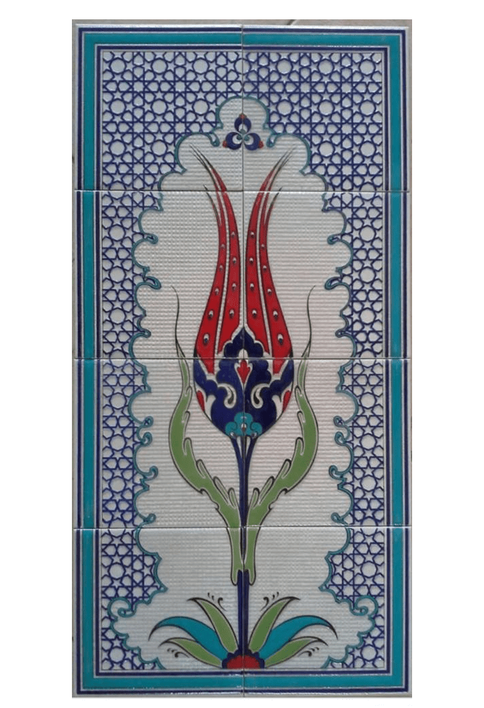 Çini Panolar - 24, 40x80 Lale Desenli Çini Pano Lider Çini