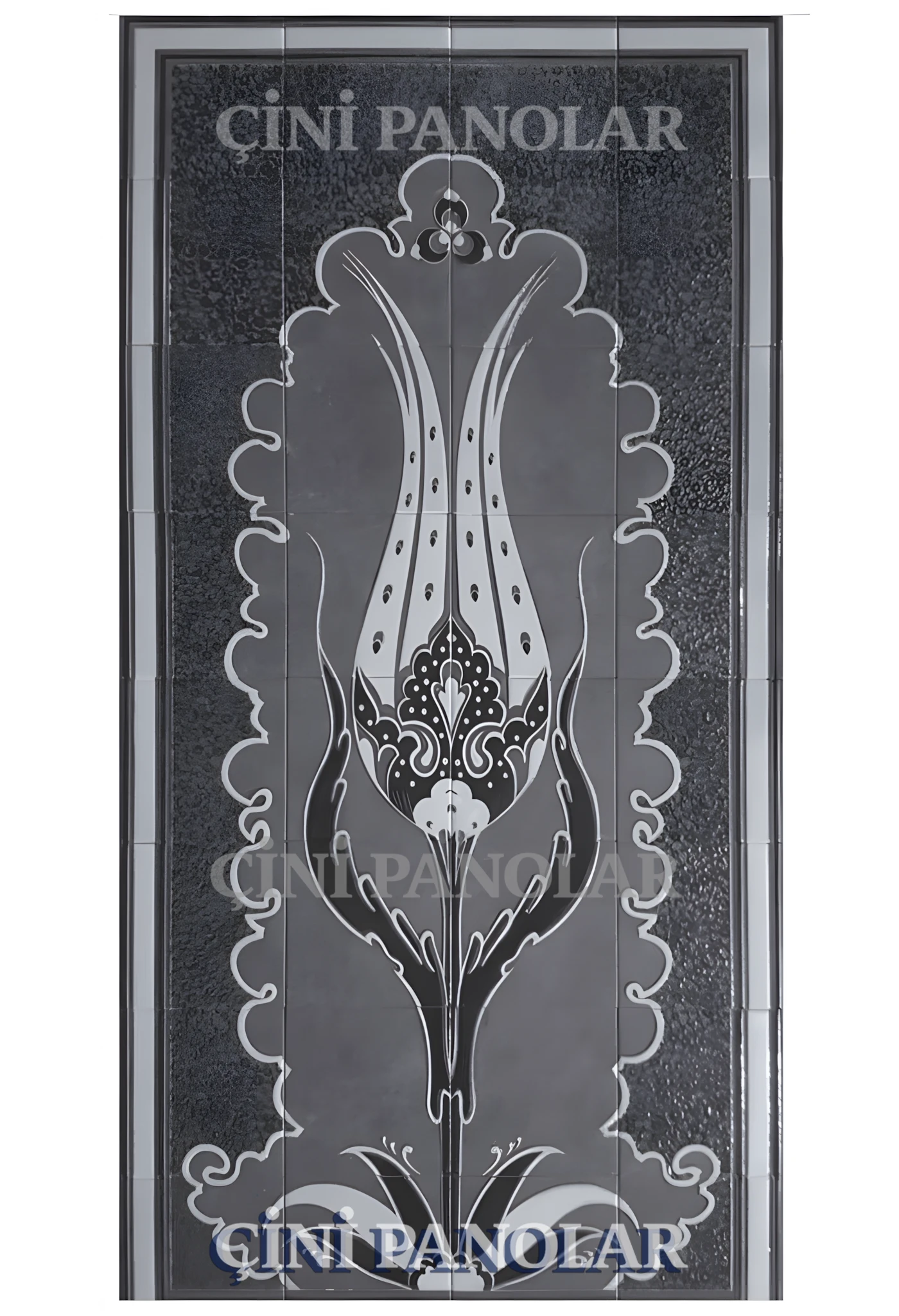 Çini Panolar - 30, Çini Duvar Tablosu Mat Lale, 80x160 El Yapımı