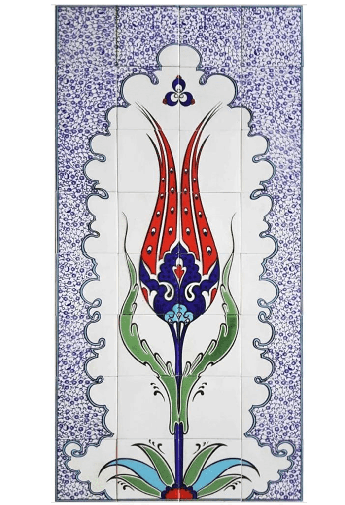 Çini Panolar - 33, 80x160 Kırmızı Lale Çini Pano Lider Çini, Çini Tablo Modelleri 