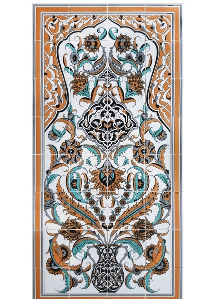 Çini Panolar - 36, 80x160 İznik Çini Pano Tarçın Zeminli Lider Çini