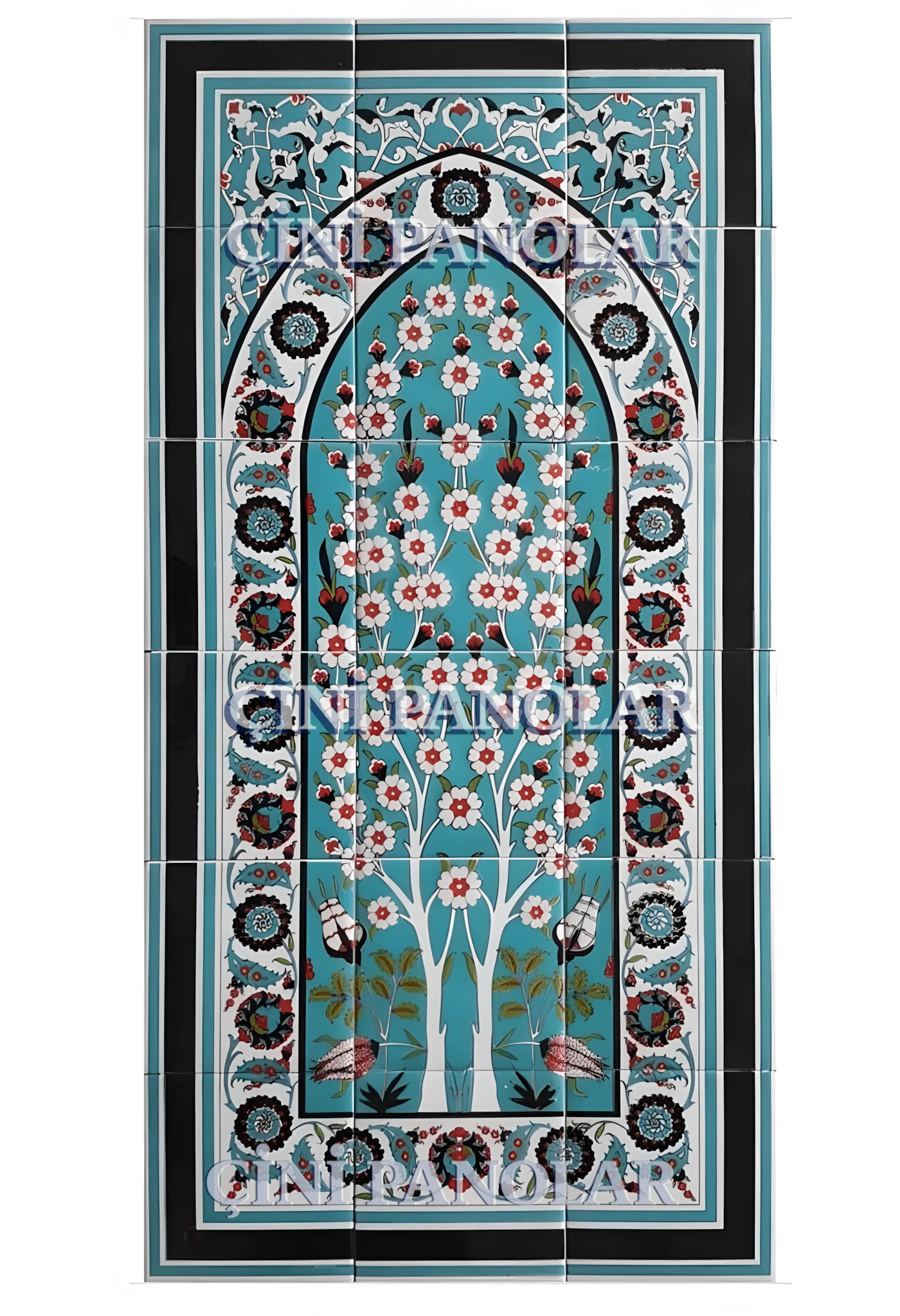 Çini Panolar - 44, Çini Pano Çeşitleri Hayat Ağacı 60x120