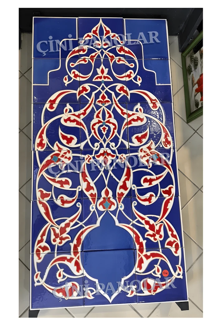 Çini Panolar - 53, Hamam Çini Pano Kobalt Zemin 60x120