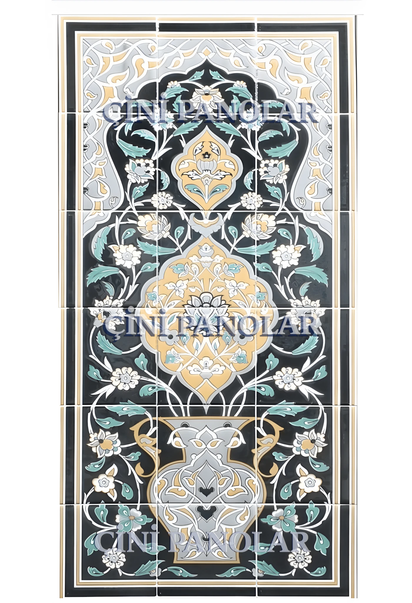 Çini Panolar - 55, 60x120 Kütahya Çini Pano Saksılı Lider Çini