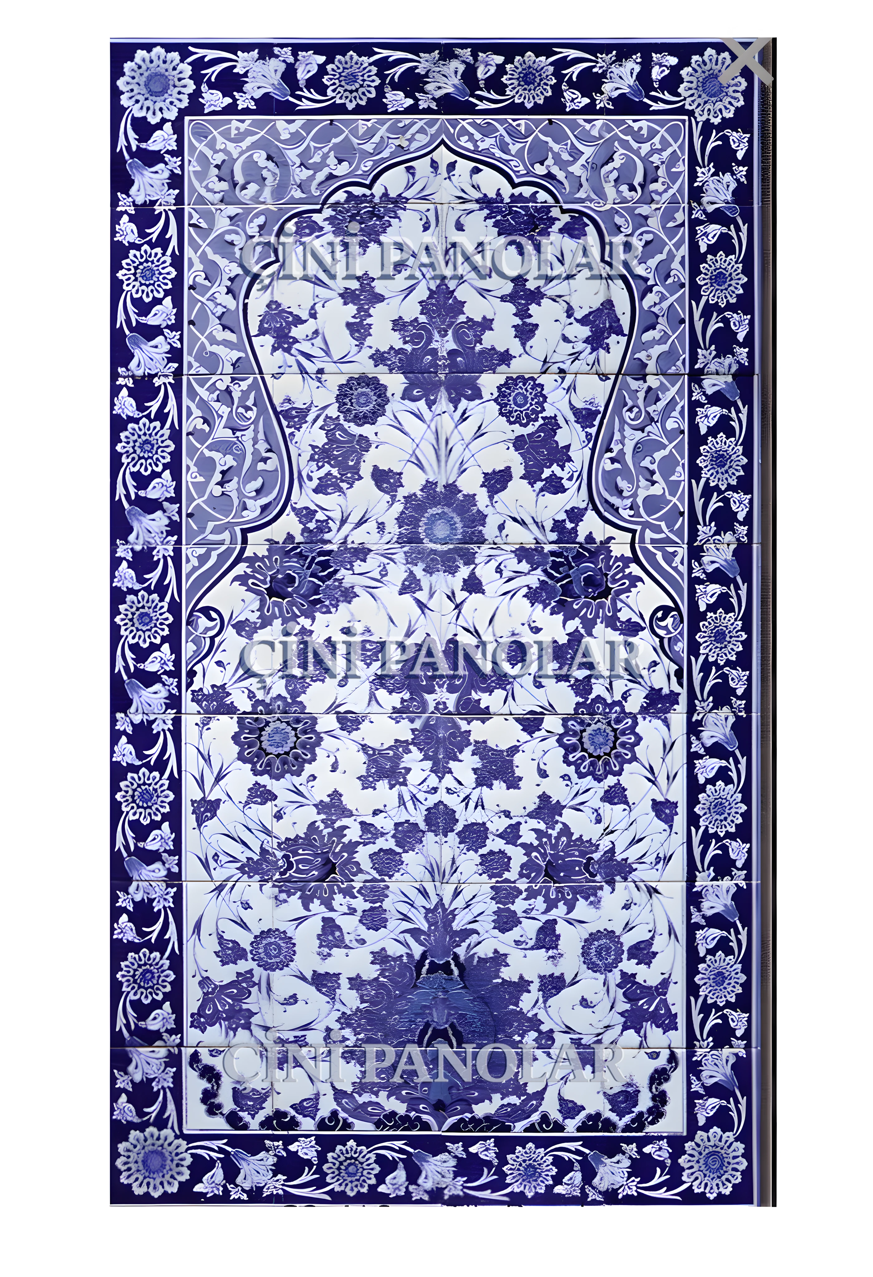 Çini Panolar - 09, İznik Mavi Çinili Pano 80x160