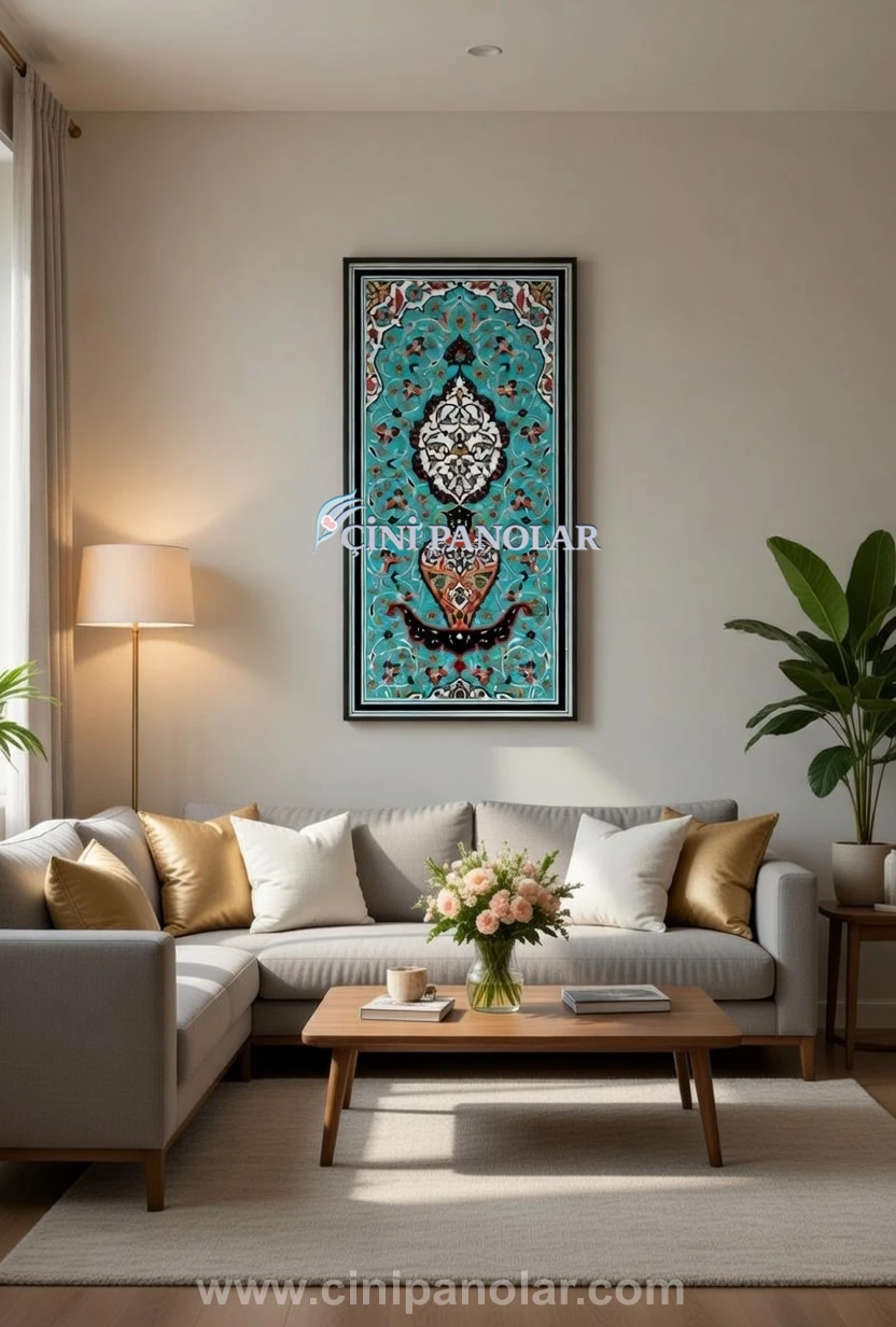 Vazo Motifli Turkuaz İznik Çini Duvar Tablosu | CT10