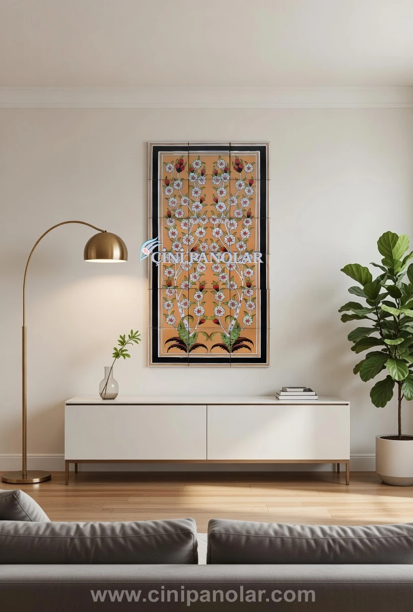 Çiçek Dalları Motifli İznik Çini Duvar Tablosu | CT11