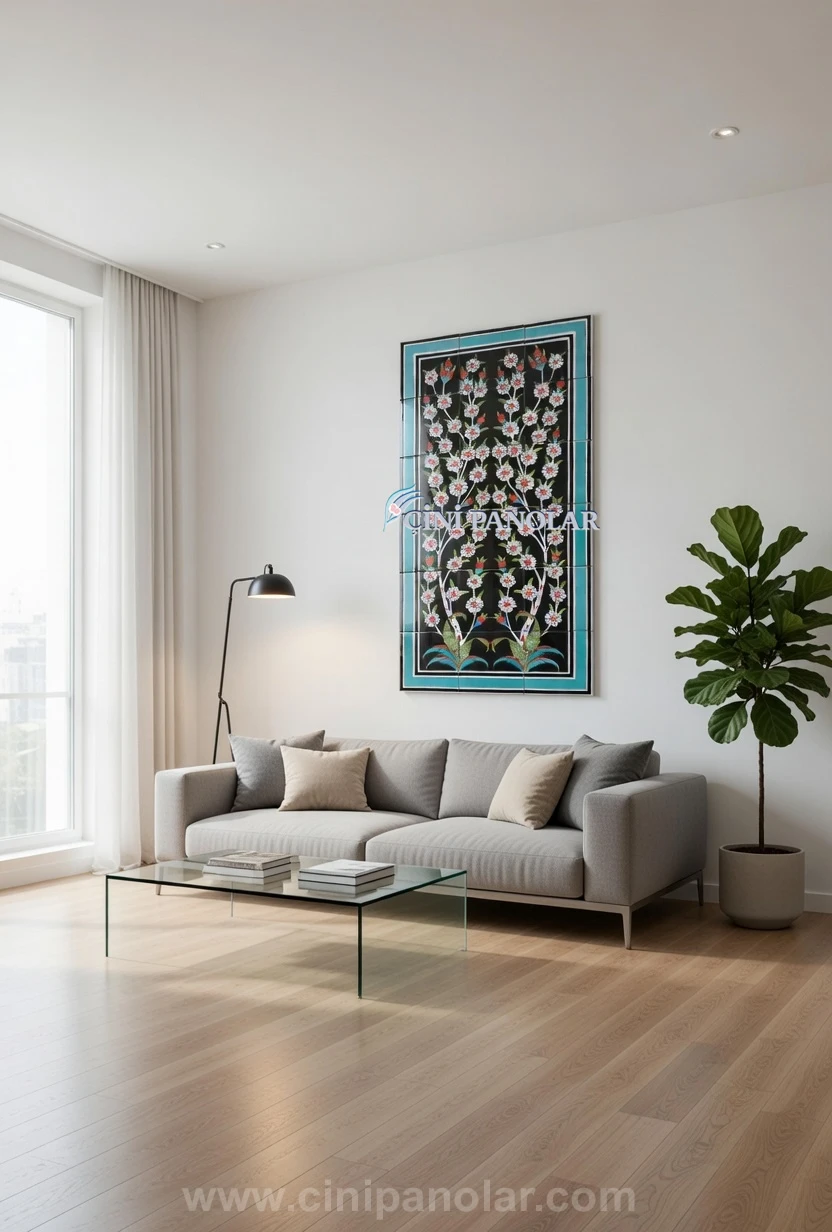 Lale Bahçesi Motifli İznik Çini Duvar Tablosu | CT19