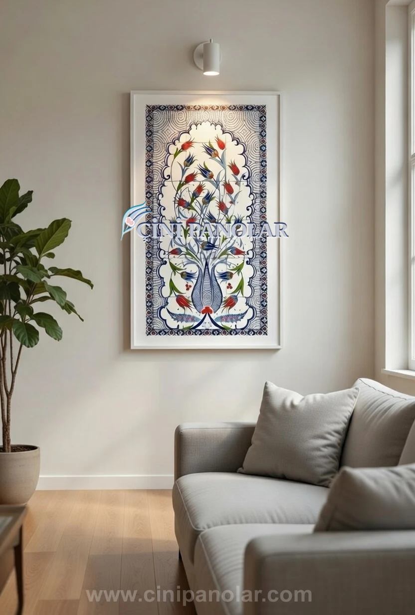 Lale Motifli İznik Çini Tablo – Dekoratif Çini Duvar Panosu | CT02