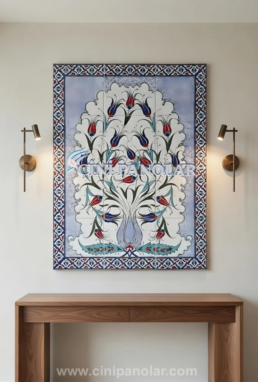 Lale ve Çiçek Motifli İznik Çini Duvar Tablosu | CT07
